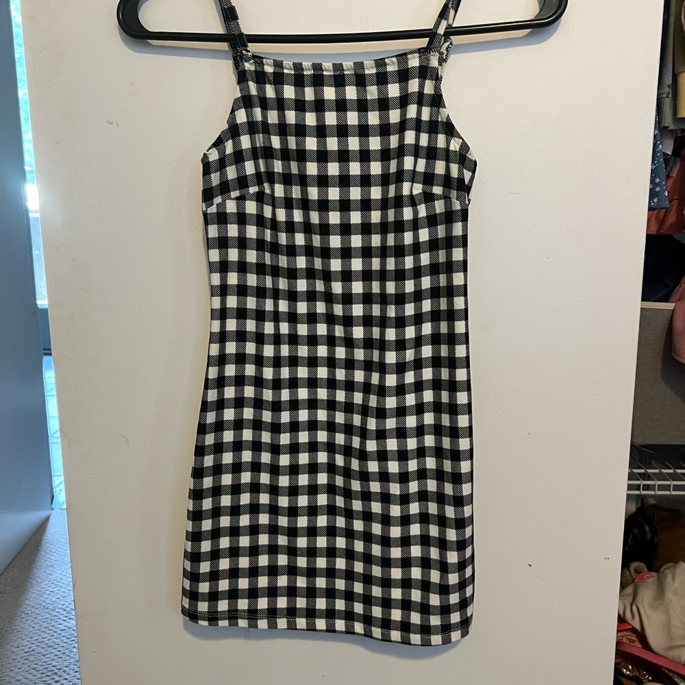 Rare Editions Black and White Gingham Mini Dress